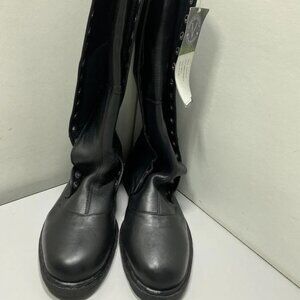 NEW VERILLAS Men's Ares Knee-High Boots –Size 12 – Black – Lace-Up with Side Zip